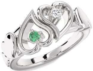 Silver Heart Two Stone Promise Ring