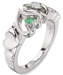 Platinum Heart Two Stone Promise Ring