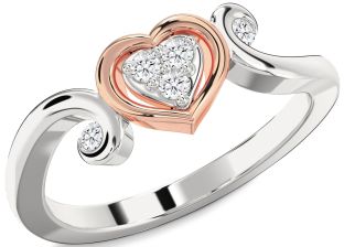 Diamond Platinum & Rose Gold Heart Ring
