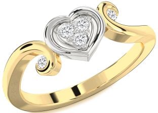 Diamond Platinum & Yellow Gold Heart Ring