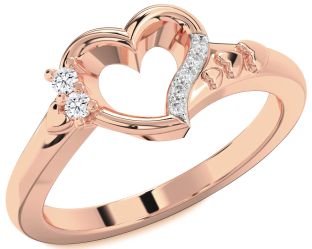 Diamond Rose Gold Heart Two Stone Ring