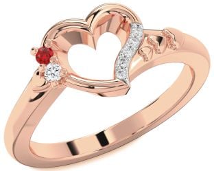 Diamond Rose Gold Heart Two Stone Promise Ring