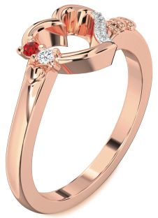Diamond Rose Gold Heart Two Stone Promise Ring