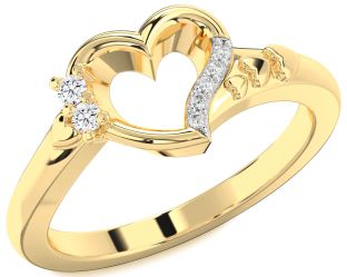 Diamond Gold Heart Two Stone Ring