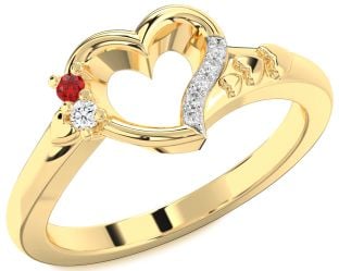 Diamond Gold Heart Two Stone Promise Ring