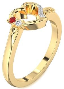 Diamond Gold Heart Two Stone Promise Ring