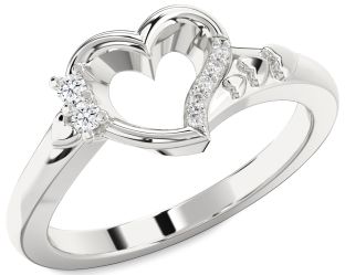 Diamond White Gold Heart Two Stone Ring