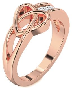 Diamond Rose Gold Heart Three Stone Ring