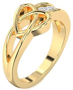 Diamond Gold Heart Three Stone Ring