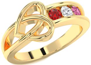 Gold Heart Three Stone Mother's Ring