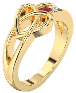 Gold Heart Three Stone Mother's Ring