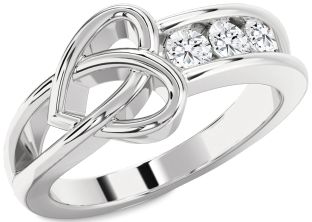 Diamond White Gold Heart Three Stone Ring
