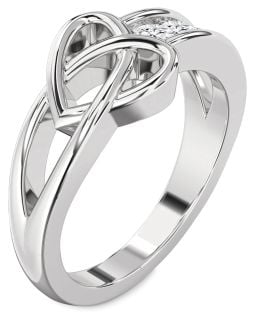 Diamond White Gold Heart Three Stone Ring