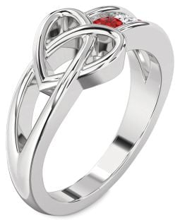 Platinum Heart Three Stone Mother's Ring