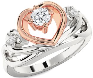 Diamond Platinum & Rose Gold Heart Promise Ring