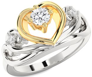 Diamond Silver & 10K gold Heart Promise Ring