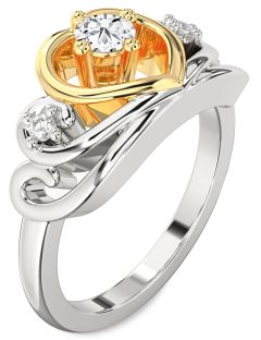 Diamond Silver & 10K gold Heart Promise Ring