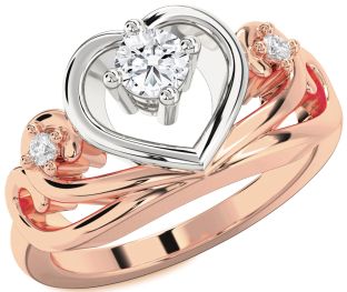 Diamond Platinum & Rose Gold Heart Promise Ring