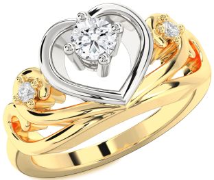Diamond Platinum & Yellow Gold Heart Promise Ring