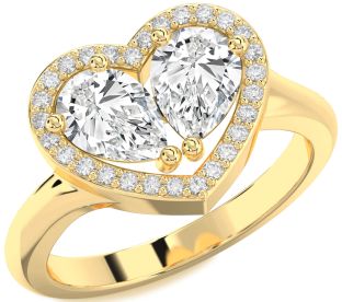 Diamond Gold Heart Two Stone Ring