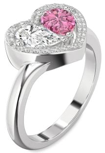 Diamond Platinum Heart Two Stone Promise Ring