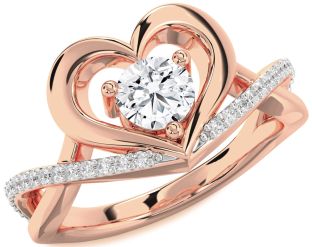 Diamond Rose Gold Heart Solitaire Engagement Ring