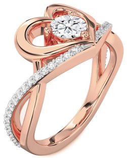 Diamond Rose Gold Heart Solitaire Engagement Ring