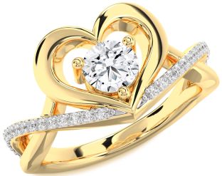 Diamond Gold Heart Solitaire Engagement Ring