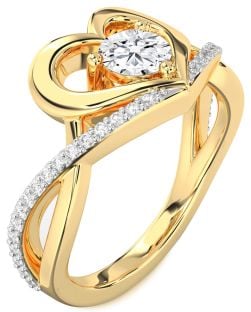 Diamond Gold Heart Solitaire Engagement Ring