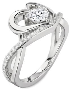Diamond White Gold Heart Solitaire Engagement Ring