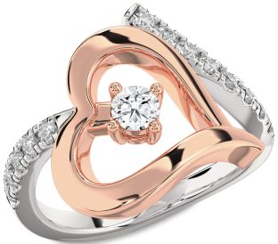 Diamond Platinum & Rose Gold Heart Promise Ring