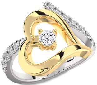 Diamond Silver & 10K gold Heart Promise Ring