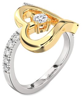 Diamond Silver & 10K gold Heart Promise Ring