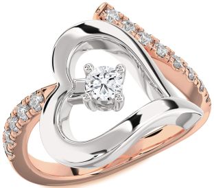 Diamond Platinum & Rose Gold Heart Promise Ring