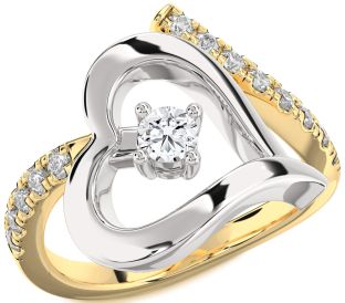 Diamond Platinum & Yellow Gold Heart Promise Ring