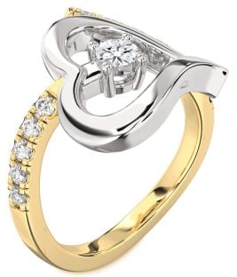 Diamond Platinum & Yellow Gold Heart Promise Ring