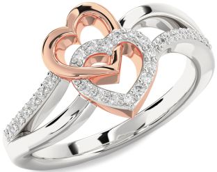 Diamond White Rose Gold Heart Ring