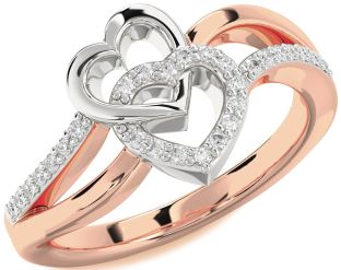 Diamond White Rose Gold Heart Ring