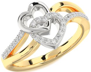 Diamond Platinum & Yellow Gold Heart Ring