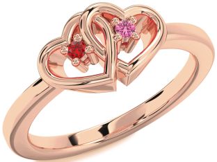 Rose Gold Heart Two Stone Promise Ring