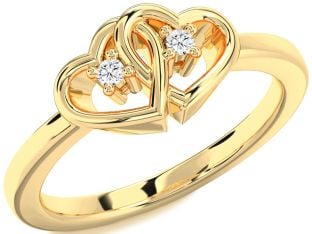 Diamond Gold Heart Two Stone Ring