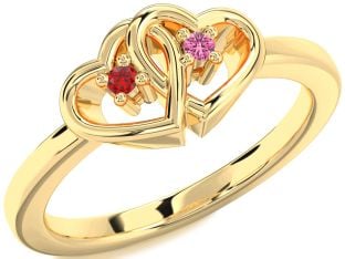 Gold Heart Two Stone Promise Ring
