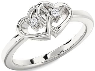 Diamond White Gold Heart Two Stone Ring
