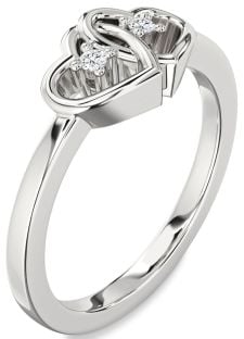 Diamond White Gold Heart Two Stone Ring