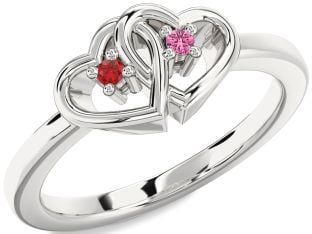 Silver Heart Two Stone Promise Ring