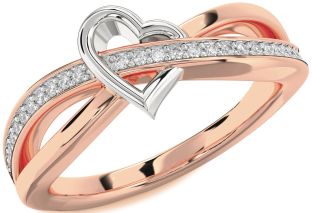 Diamond Platinum & Rose Gold Heart Ring
