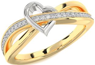 Diamond White Yellow Gold Heart Ring