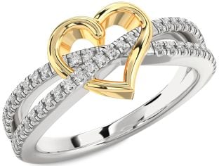 Diamond Silver & 10K gold Heart Ring