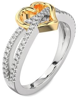 Diamond Silver & 10K gold Heart Ring