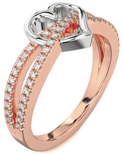Diamond White Rose Gold Heart Ring